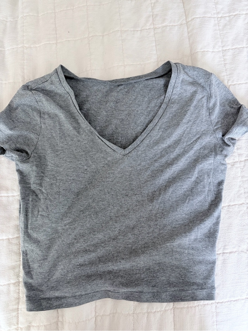 Women’s Gray V-Neck Short Sleeve Tee